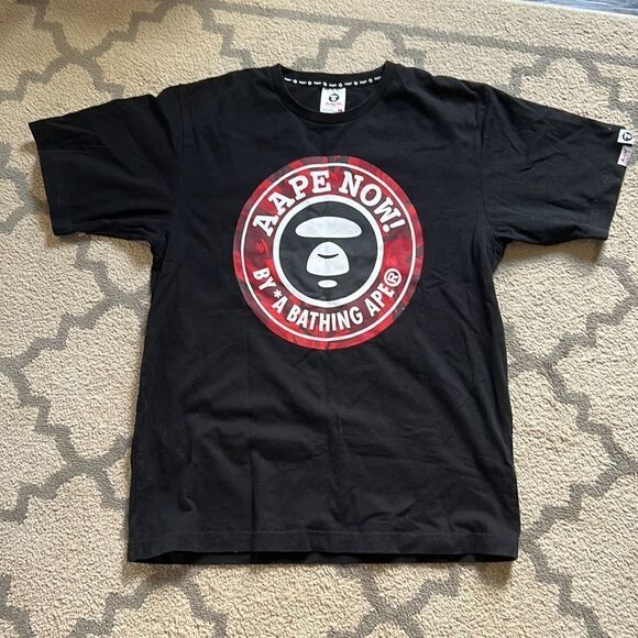 AAPE BY A BATHING APE
logo-print T-shirt size L in EUC like new black - Picture 1 of 9